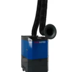 FUMEBUSTER AC ipari füstelszívó, kék-fekete színben, csuklós fekete elszívókarral, mobil kerekes kivitelben hegesztési füst és por eltávolításához.