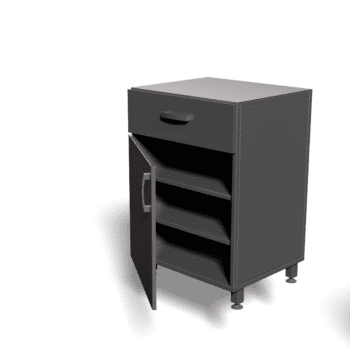 Cabinet bottom free standing, for standing work one door, one drawer