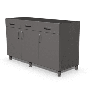 Szekrény alsó szabadon álló, ülő munkához három ajtó, három fiók